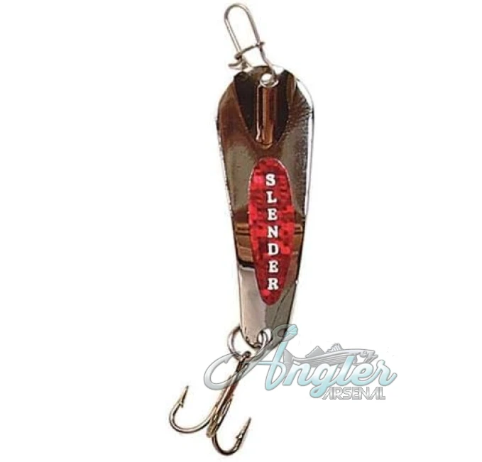 Premium Silver Red 1/8 oz Slender Spoon Angler Arsenal