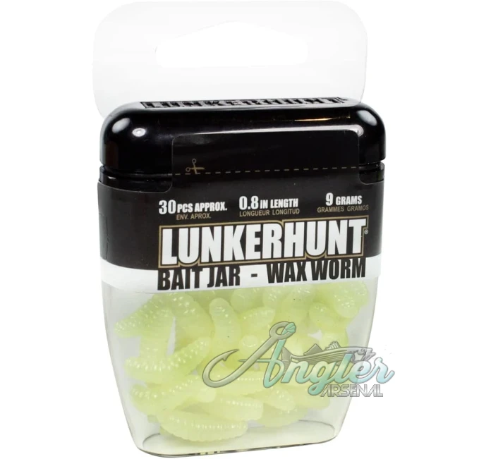 LUNKERHUNT Wax Worm Fishing Bait Angler Arsenal Glow Jar