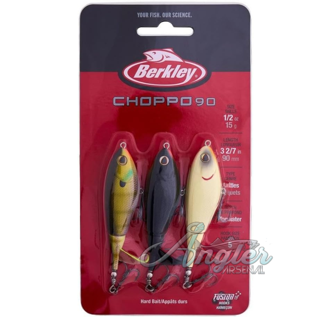 Berkley Angler Arsenal Choppo Topwater Lure 3 Pack Assorted Colors 3.5 in