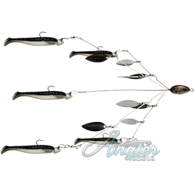 Fully Rigged 5 Arm Bass Umbrella Rig Angler Arsenal Lure Set