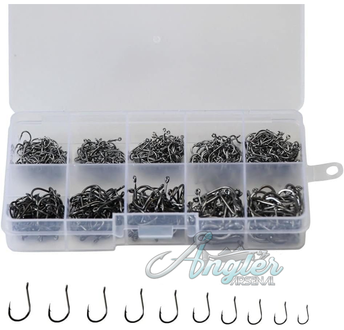 300pcs Fishing Hooks Set Black High Carbon Angler Arsenal