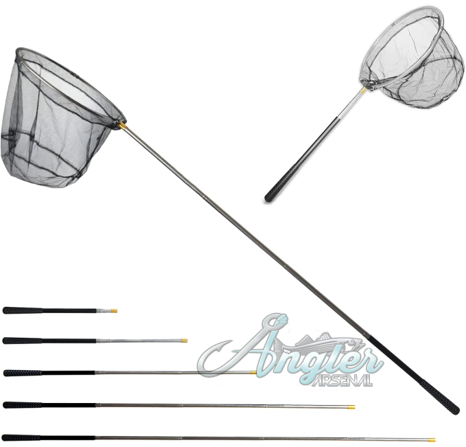 Fishing Landing Net with Angler Arsenal Aluminum Telescoping Pole 75 Inches