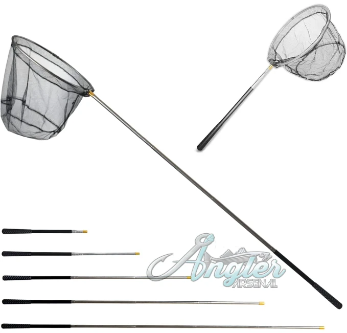 Fishing Landing Net with Angler Arsenal Aluminum Telescoping Pole 75 Inches