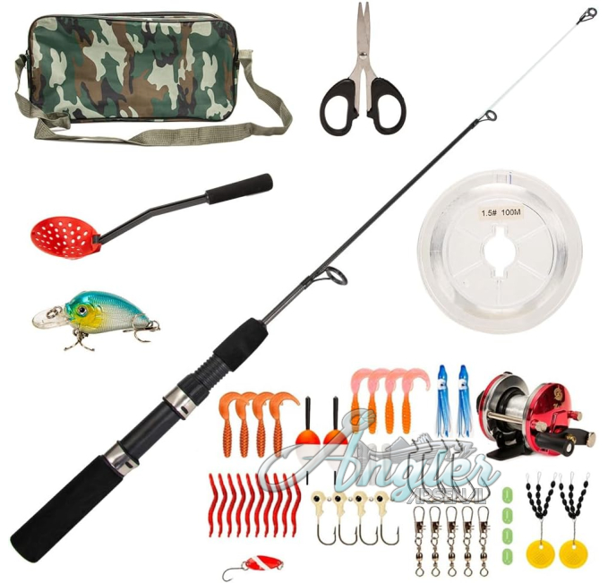 HXYIG 52pcs Ice Fishing Gear Combo with Rod Reel by Angler Arsenal