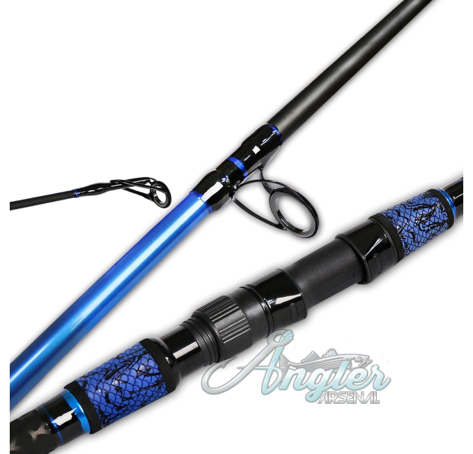 Fiblink 8ft Graphite Surf Spinning Rod Blue Travel Angler Arsenal