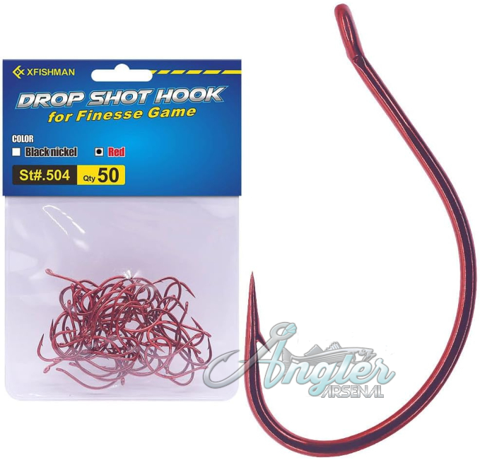XFISHMAN Drop Shot Hooks by Angler Arsenal for Bass Fishing 50 Pack