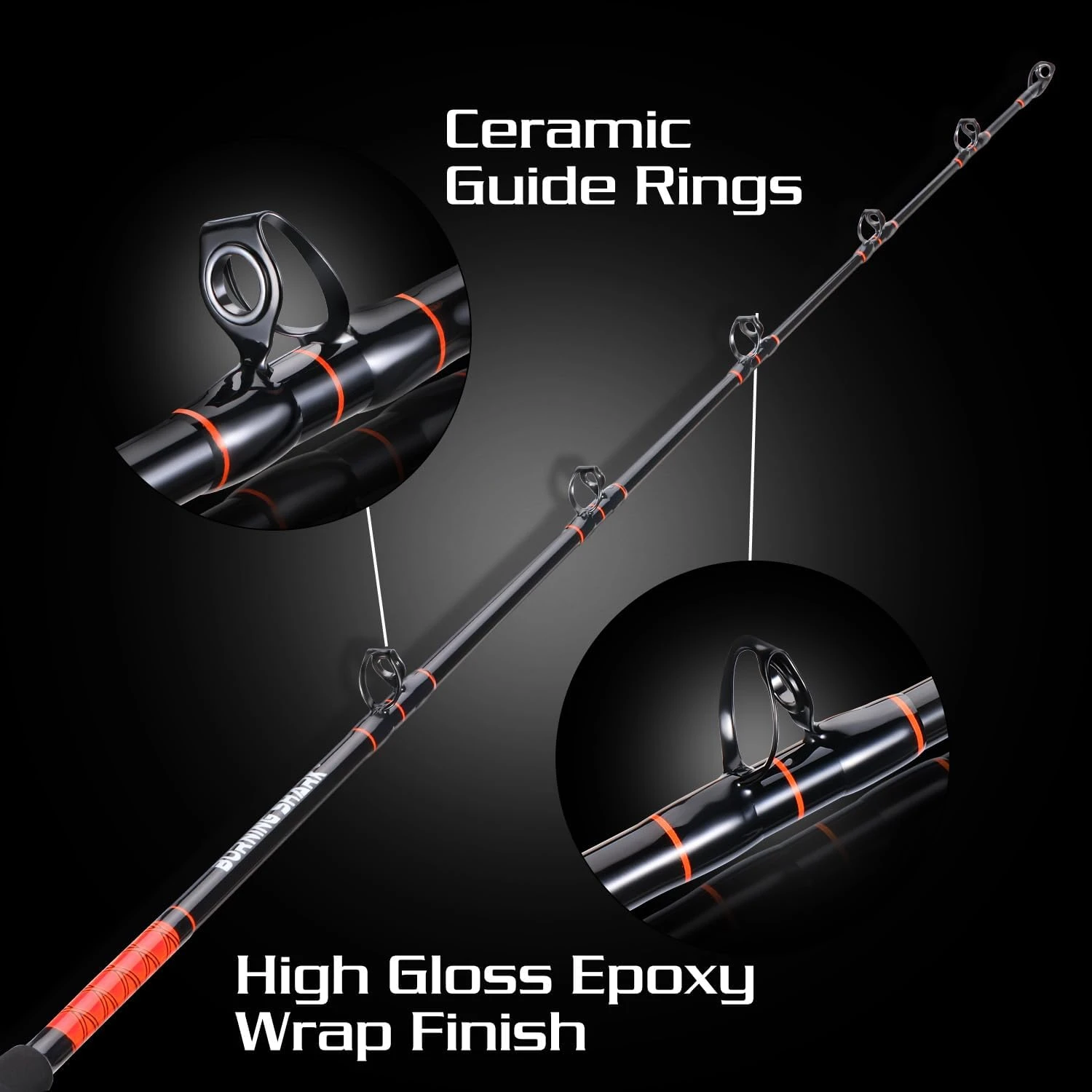 Burning Shark 6' Jigging Rod 50-80lb Orange Angler Arsenal - Image 3
