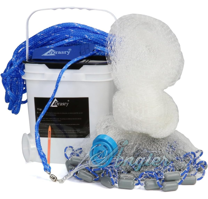 Drasry Saltwater Fishing Cast Net by Angler Arsenal with Sinker