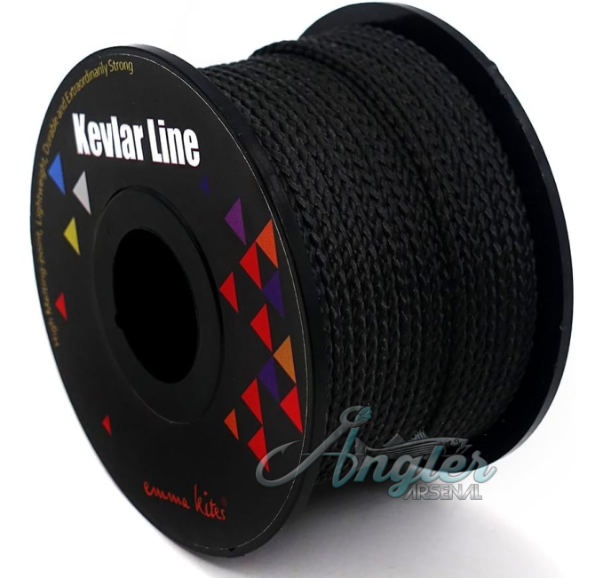 emma kites Black Kevlar Braided Cord 50lb to 1800lb Angler Arsenal