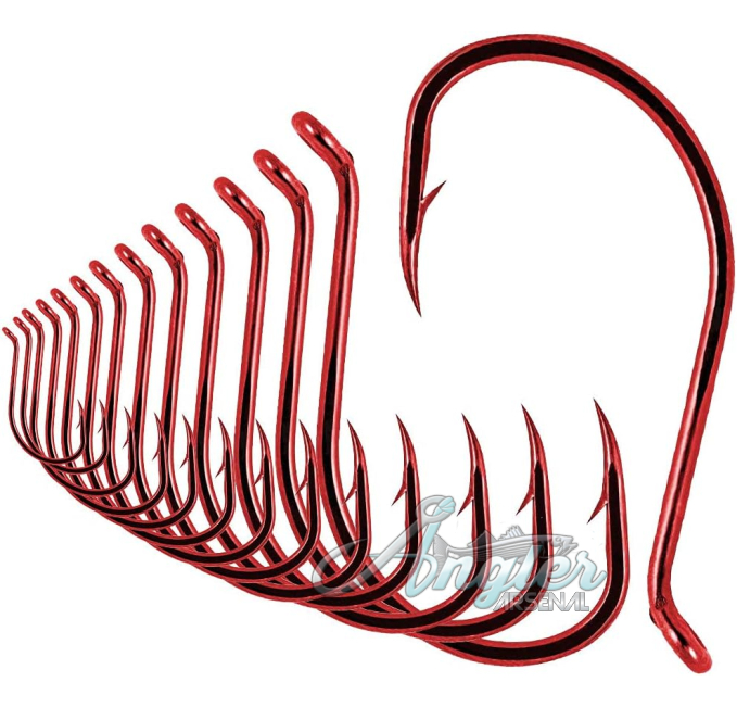 Octopus Hooks by Angler Arsenal Red Black Circle Hooks 50 Pack