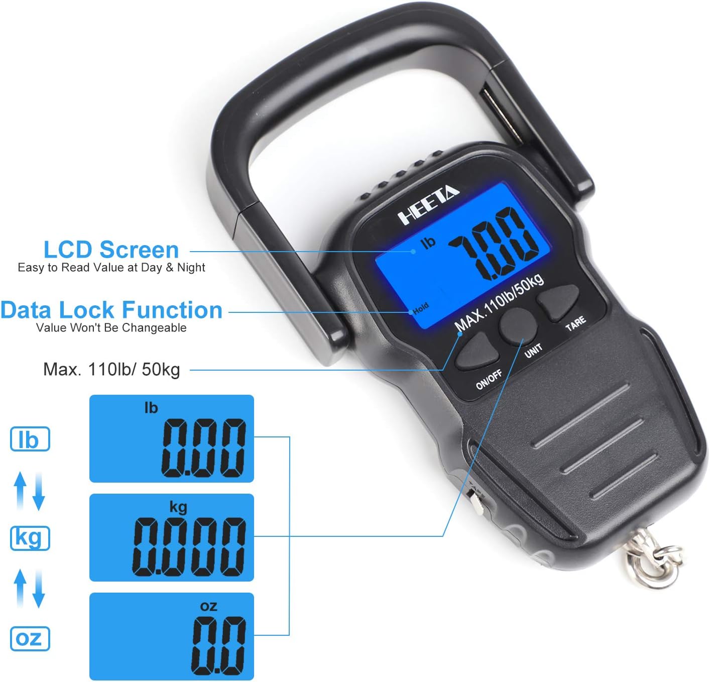 HEETA Portable Fish Weight Scale Angler Arsenal with Measuring Tape - Image 3