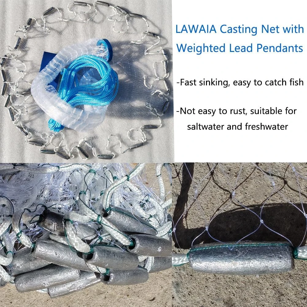 Lawaia Cast Net with Lead Sinkers for Fishing at Angler Arsenal - Image 2
