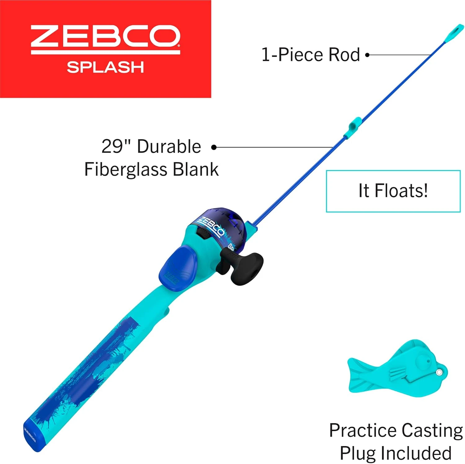 Zebco Kids Splash Fishing Combo Angler Arsenal Pre Spooled Rod - Image 2
