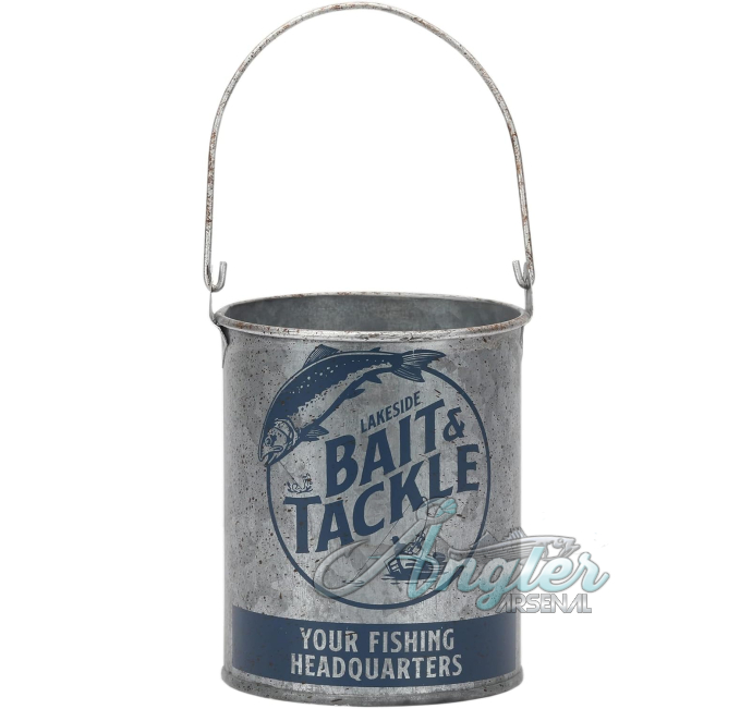 Lakeside Bait and Tackle Bucket Angler Arsenal Fishing Decor