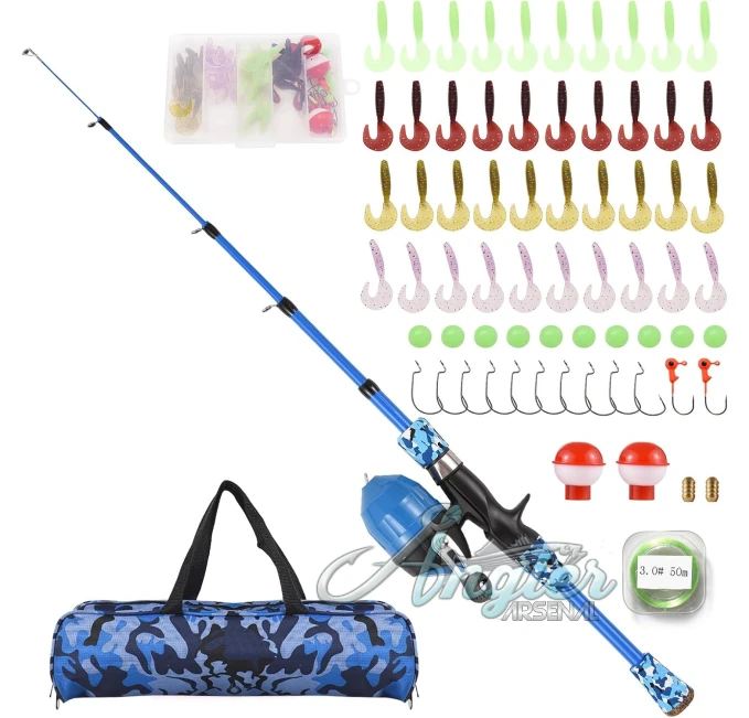Telescopic Kids Fishing Pole Angler Arsenal Reel and Lure Kit