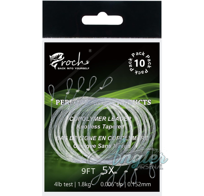 Fly Fishing Tapered Leader with Pre-Tied Loop 9FT 10 Pack Angler Arsenal