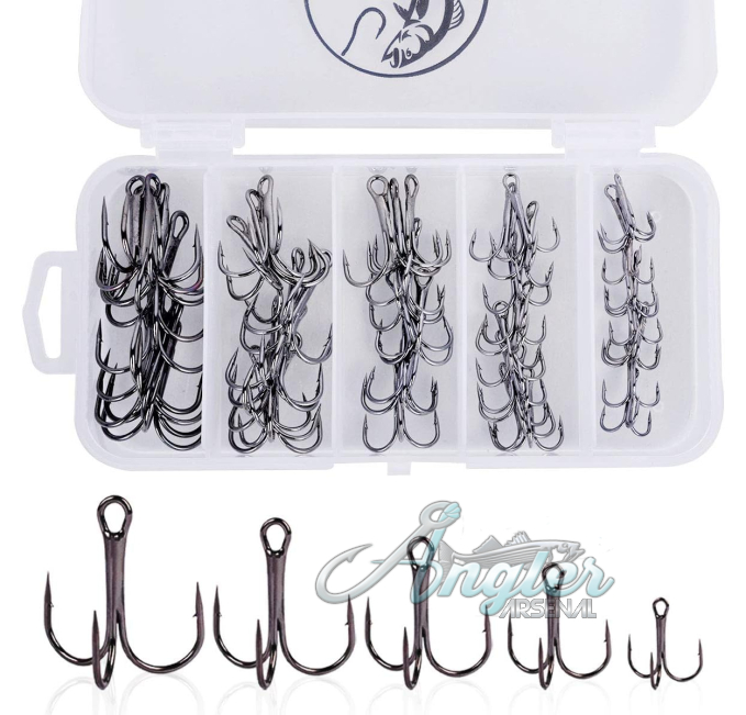 Treble Fishing Hooks Kit 50pcs Angler Arsenal for Catfish Trout