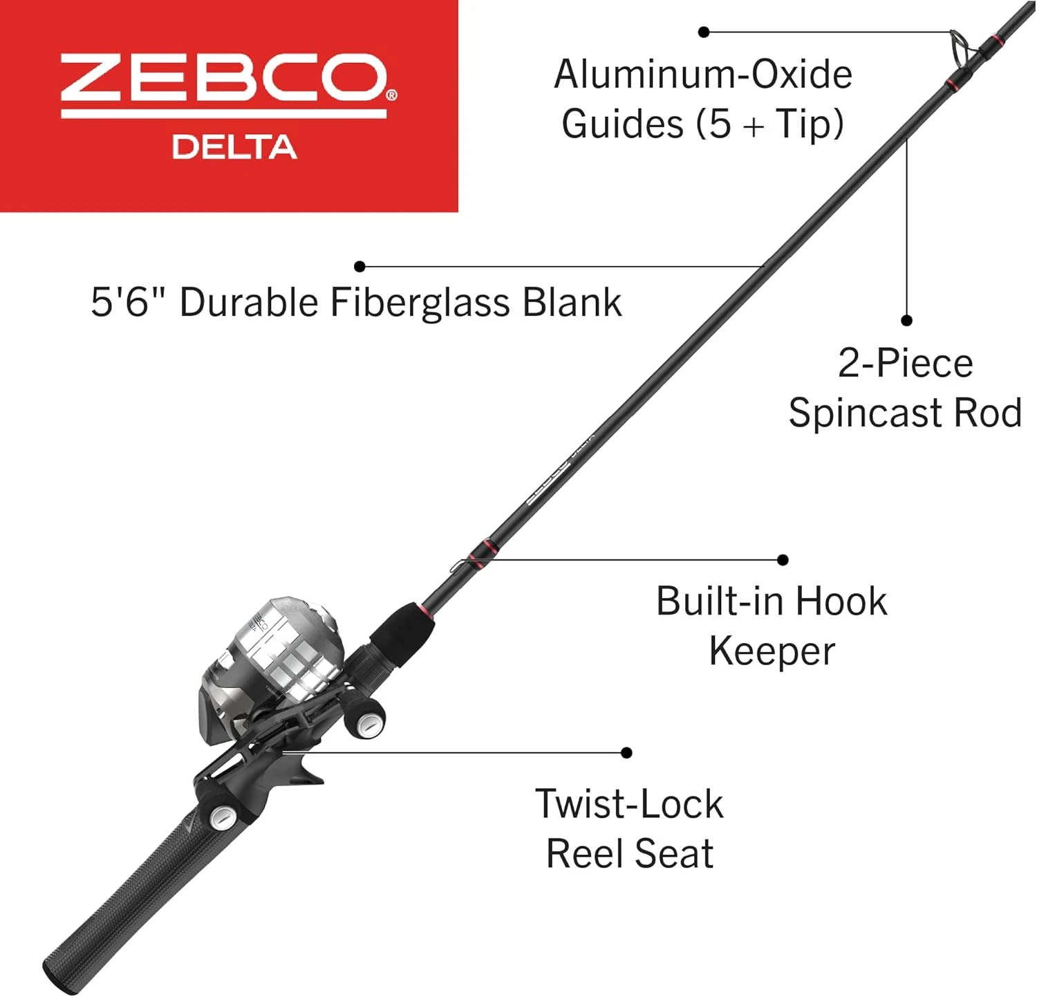 Zebco Delta Spincast Combo 5-Foot 6-Inch Rod Angler Arsenal - Image 2
