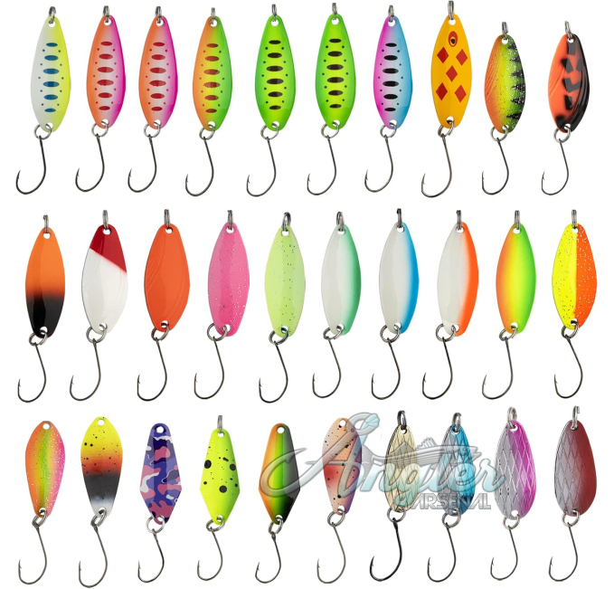 Fishing Spoon Lure Set Angler Arsenal 30pcs for Trout Casting