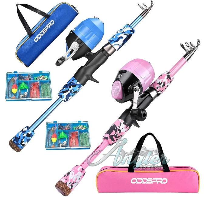 Kids Fishing Rod and Reel Combo Angler Arsenal Two Pack Set