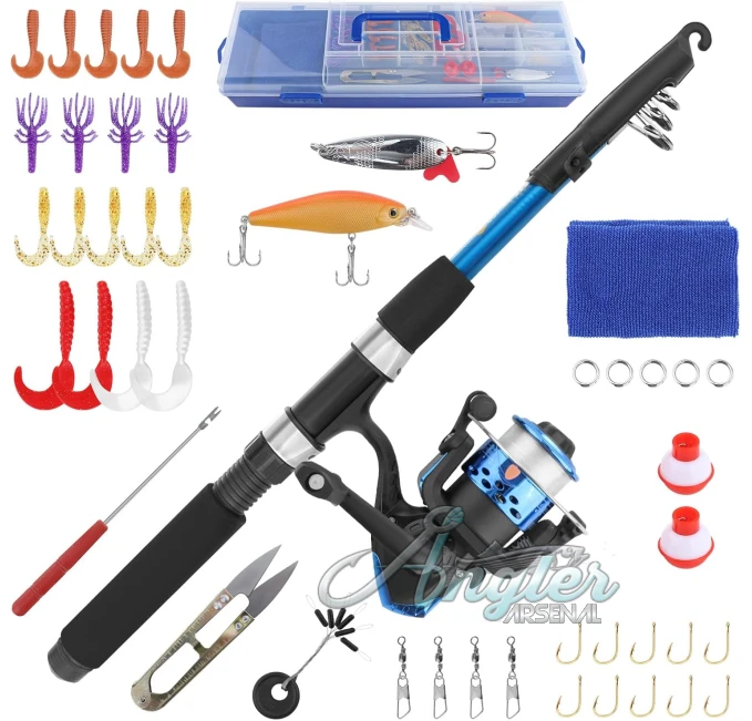 Kids Fishing Kit with Telescopic Rod Reel and Tackle for Beginners