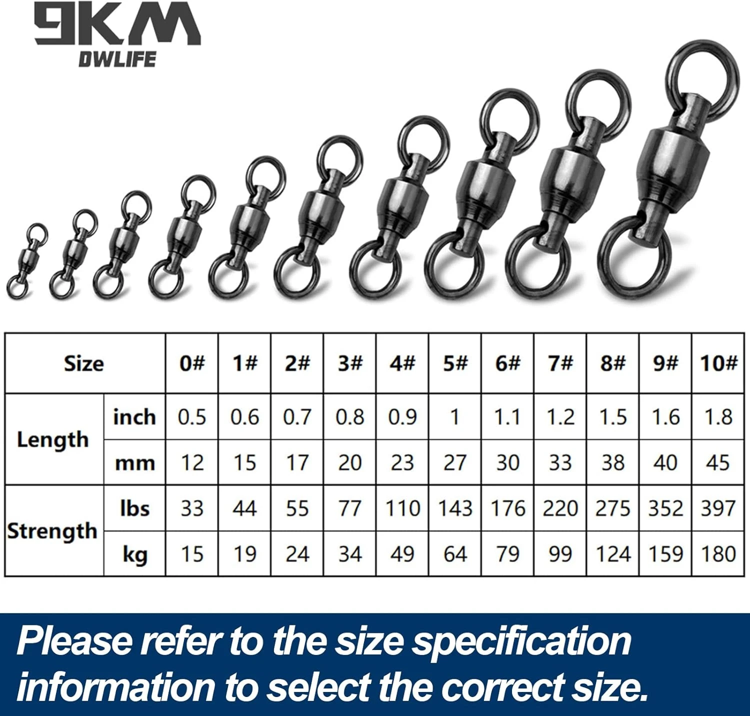 9KM DWLIFE Ball Bearing Swivels High Strength by Angler Arsenal - Image 2