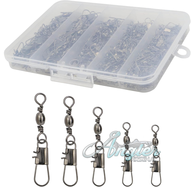 Beoccudo 210pcs Fishing Swivels with Snaps by Angler Arsenal