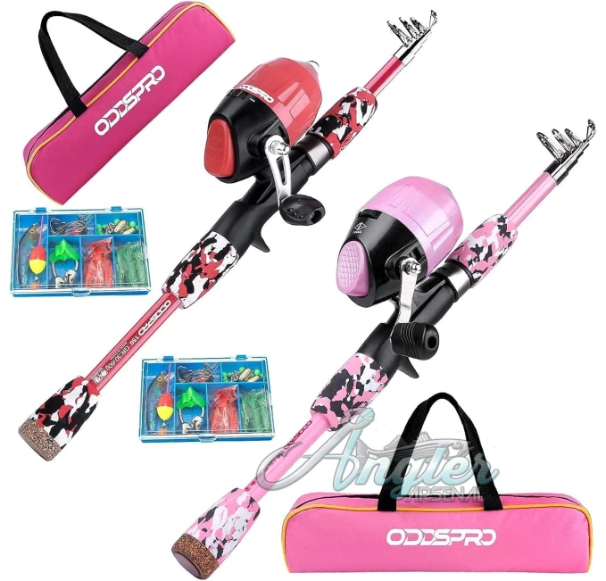 Kids Fishing Rod and Reel Combo Angler Arsenal Two Pack Set