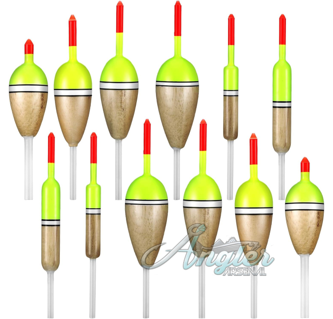 Sonwyoung 12 Pcs Balsa Wood Slip Bobbers for Crappie Angler Arsenal