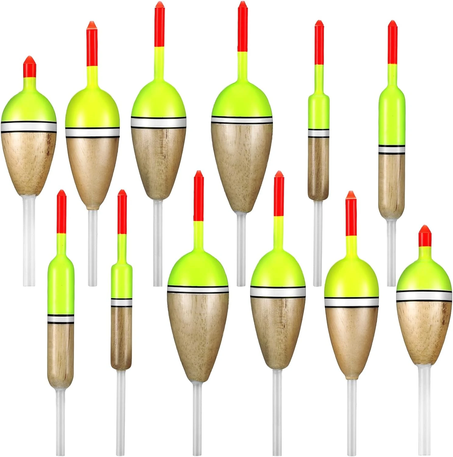 Sonwyoung 12 Pcs Balsa Wood Slip Bobbers for Crappie Angler Arsenal