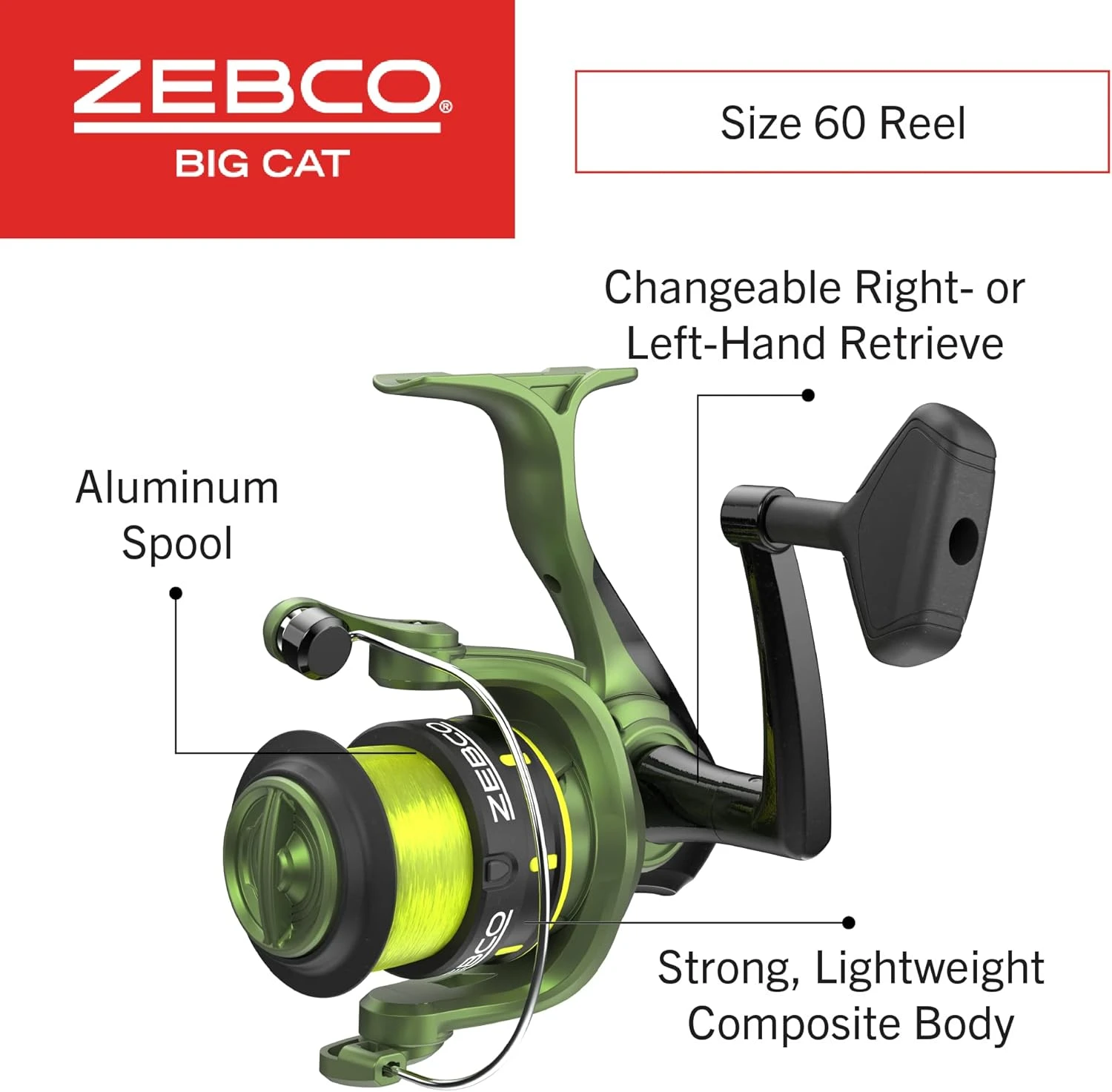 Zebco Big Cat Spinning Combo 9-Foot Fishing Pole Angler Arsenal - Image 3