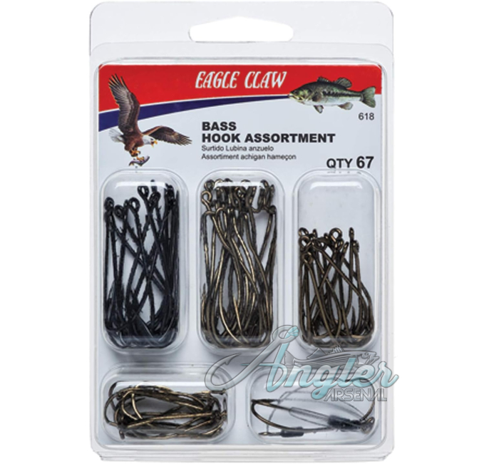 Eagle Claw Bass Hooks 67 Pcs Fishing Hooks Assortment Angler Arsenal