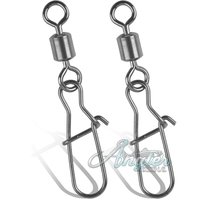 100 Pieces Fishing Rolling Barrel Swivel with Snap Connector Angler Arsenal