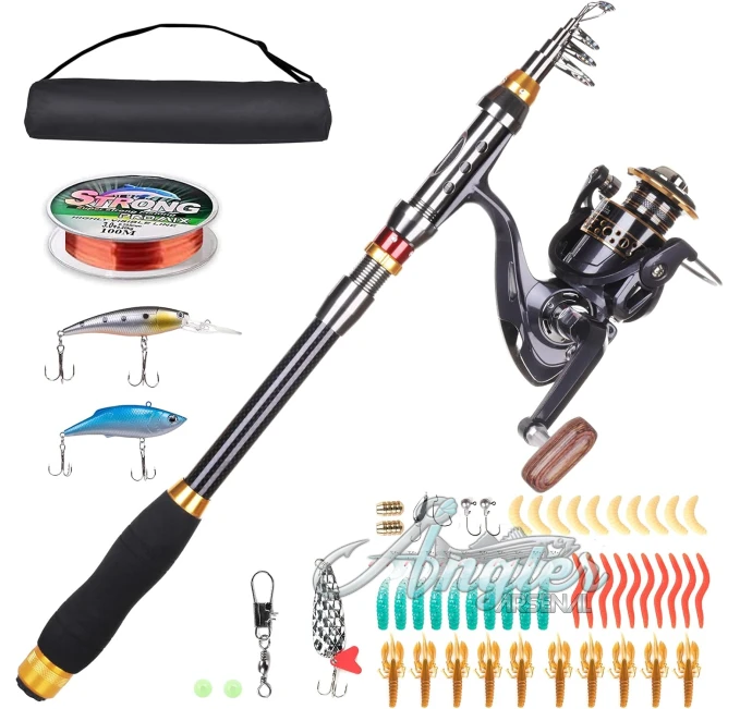 LineRike Carbon Fiber Telescopic Fishing Combo Angler Arsenal Kit
