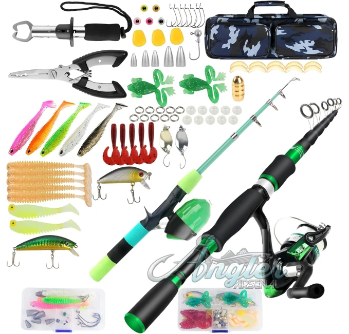 Family Fishing Gear Set with Rods Reels and Tackle Angler Arsenal