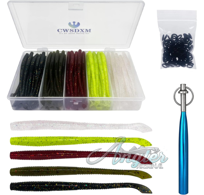 CWSDXM Worm Soft Plastic Bait Kit Angler Arsenal 100PCS Fishing Lures