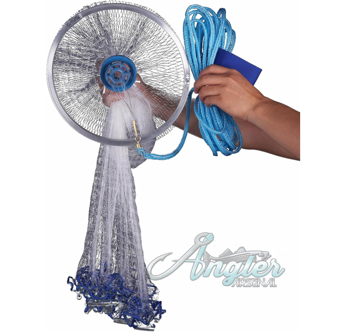 Cast Net for Fishing by Angler Arsenal Saltwater Bait Trap Net