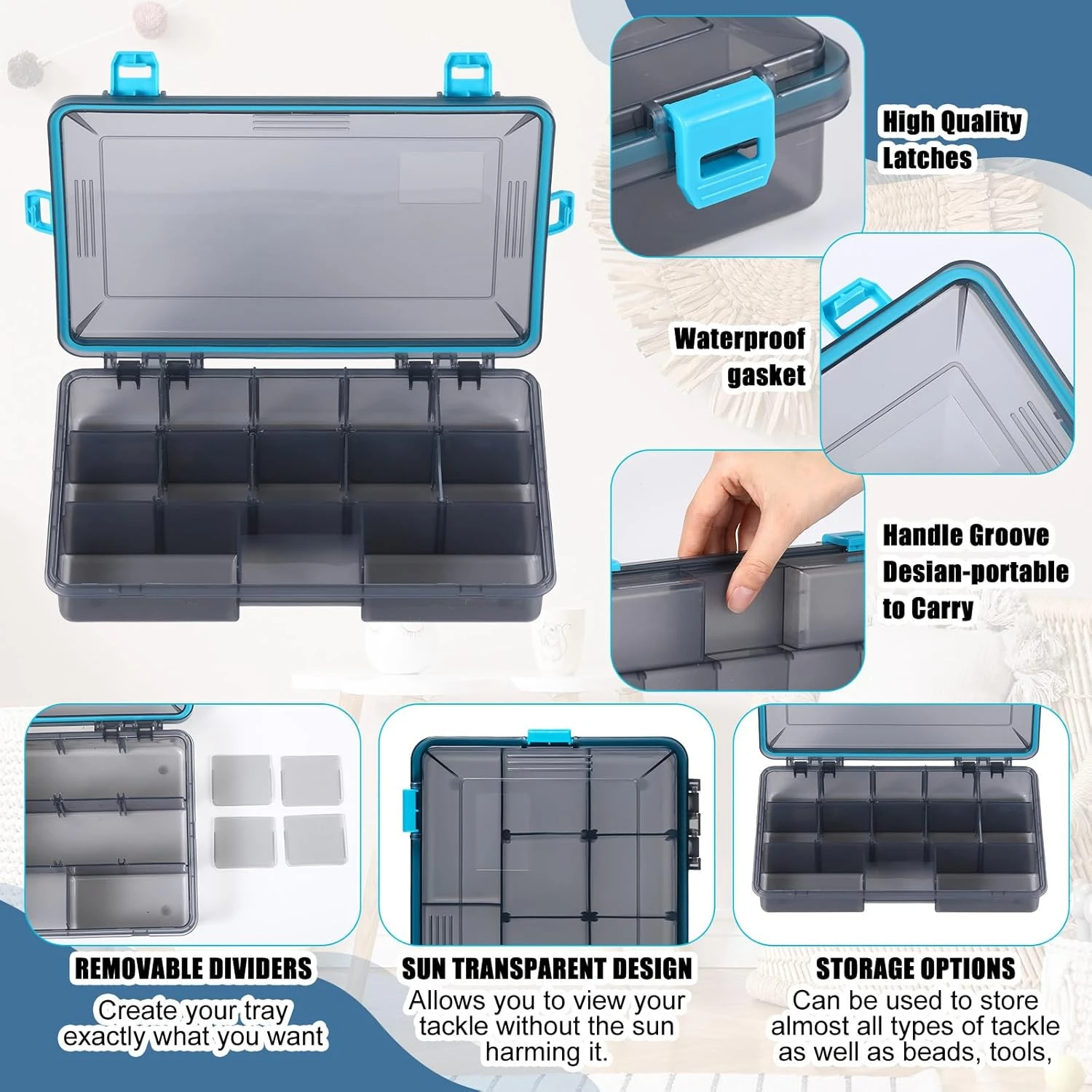 Wonderjune Waterproof Tackle Box Angler Arsenal Fishing Gear - Image 3