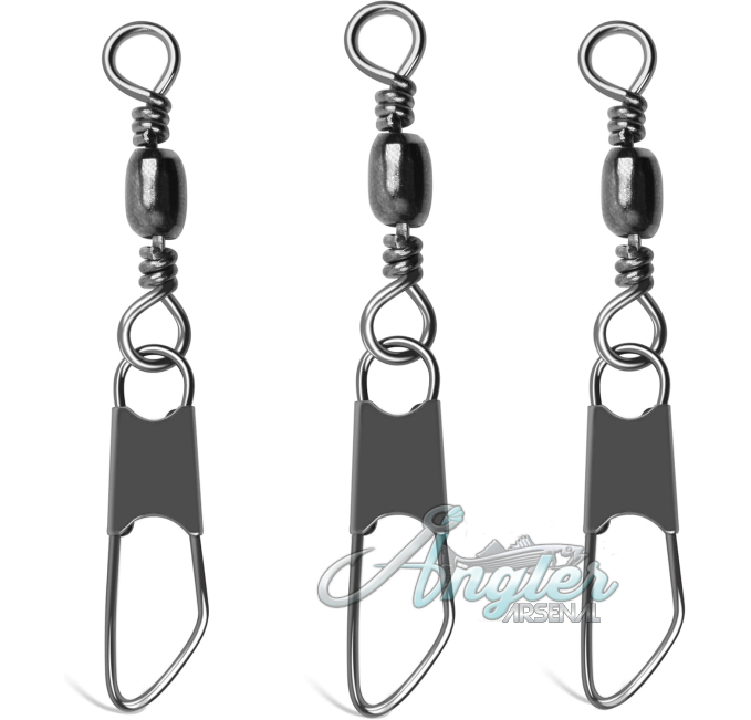 SILANON 120pcs Barrel Swivels with Safety Snap by Angler Arsenal