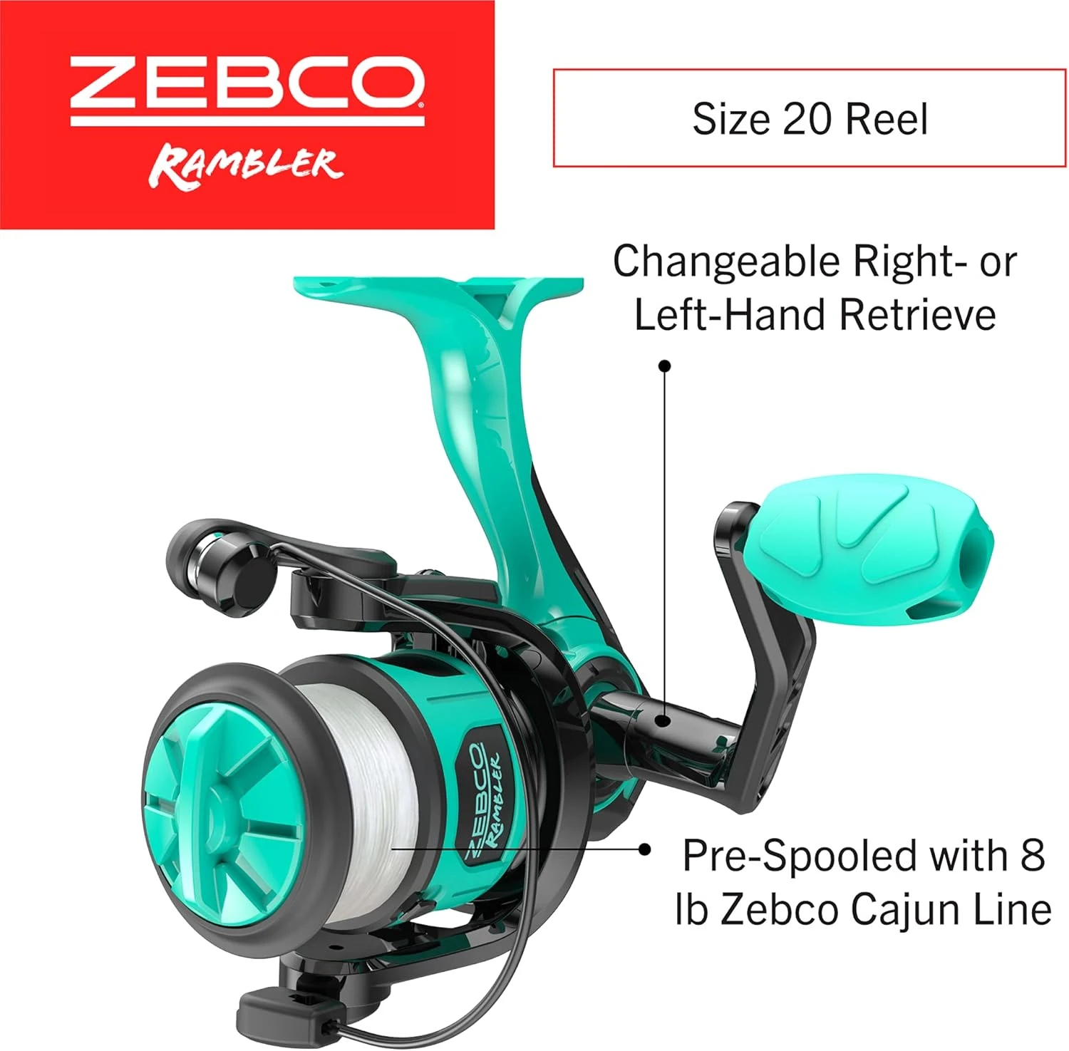 Zebco Kids Rambler Fishing Rod Combo Angler Arsenal Seafoam Black - Image 3