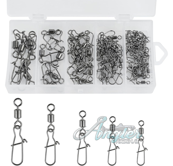 VATEICO 45pcs High Strength Fishing Swivel Snaps Angler Arsenal