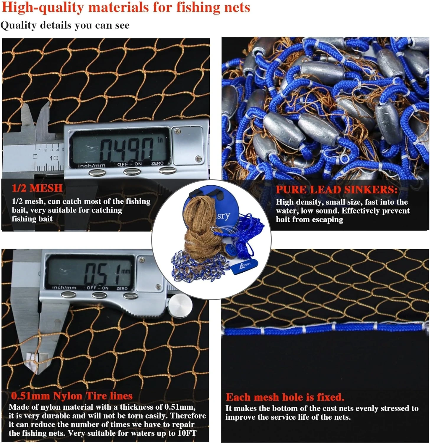 Drasry Fishing Cast Net by Angler Arsenal for Saltwater Bait Trap - Image 2