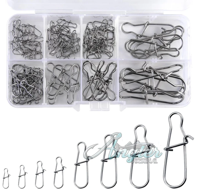 Alownder 100 Pack Fishing Snaps Duo Lock Snaps by Angler Arsenal