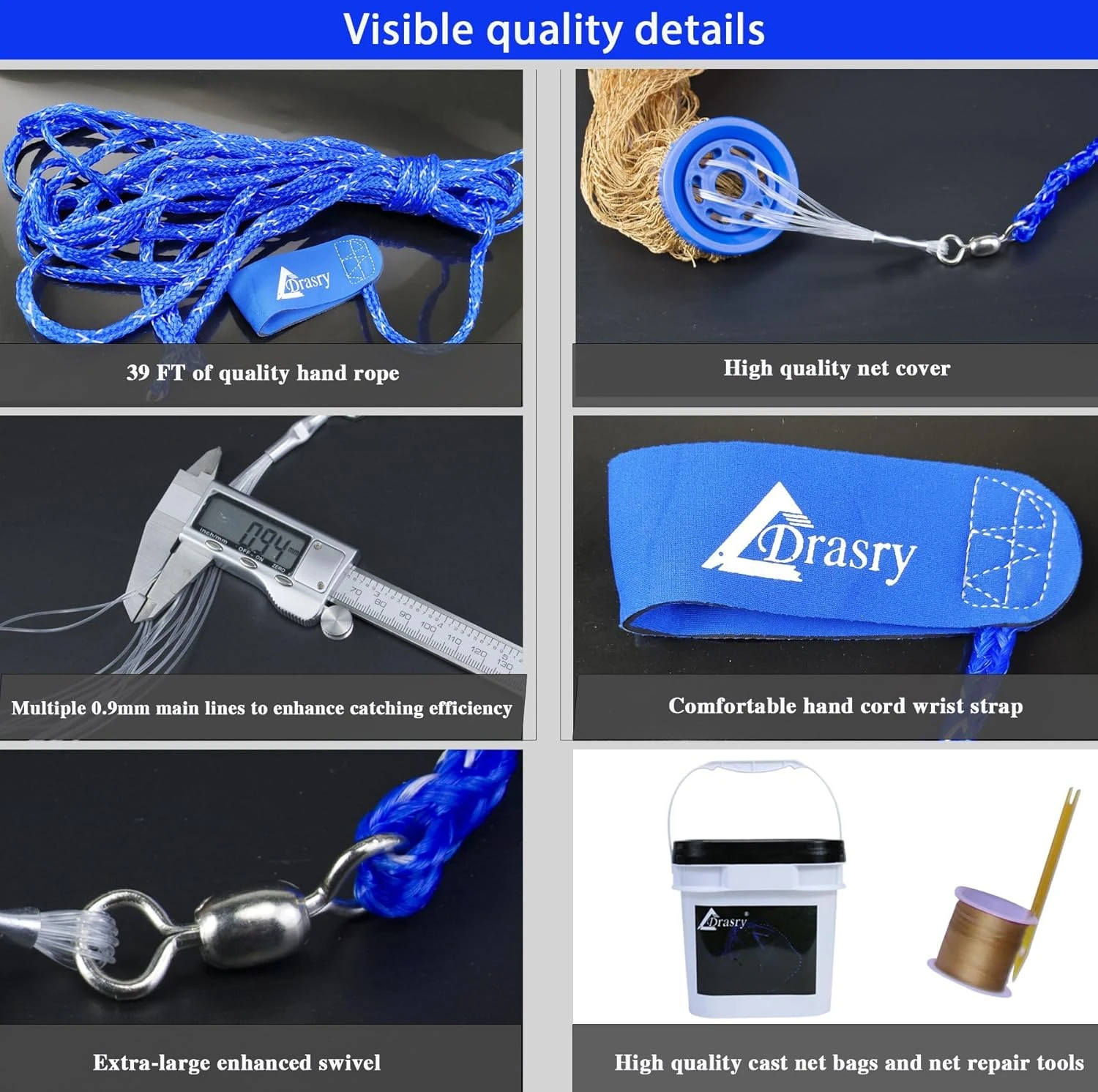 Drasry Fishing Cast Net by Angler Arsenal for Saltwater Bait Trap - Image 4
