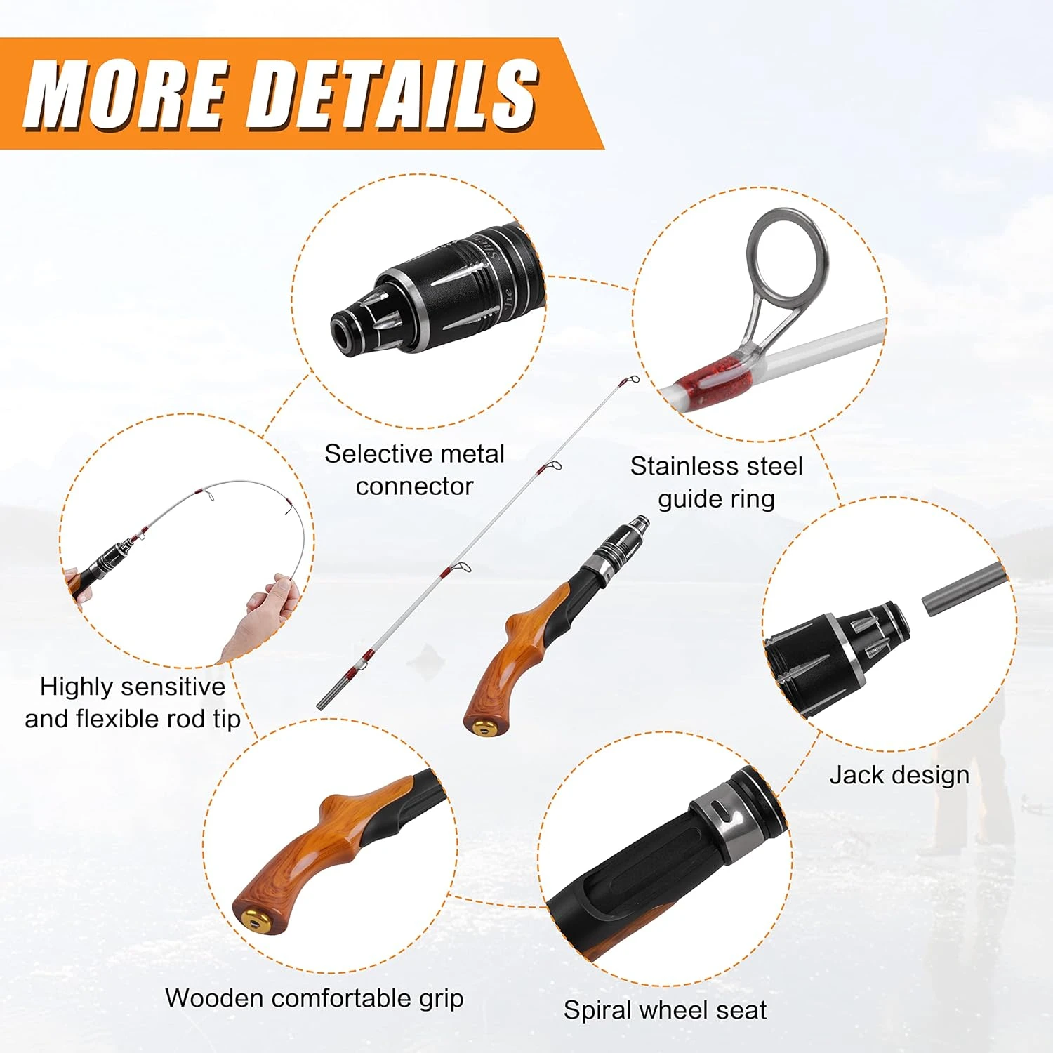 AGOOL Ice Fishing Rod Ultralight for Walleye Perch Angler Arsenal - Image 2