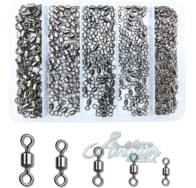 ELLYCIO 300pcs Fishing Swivels by Angler Arsenal Stainless Steel