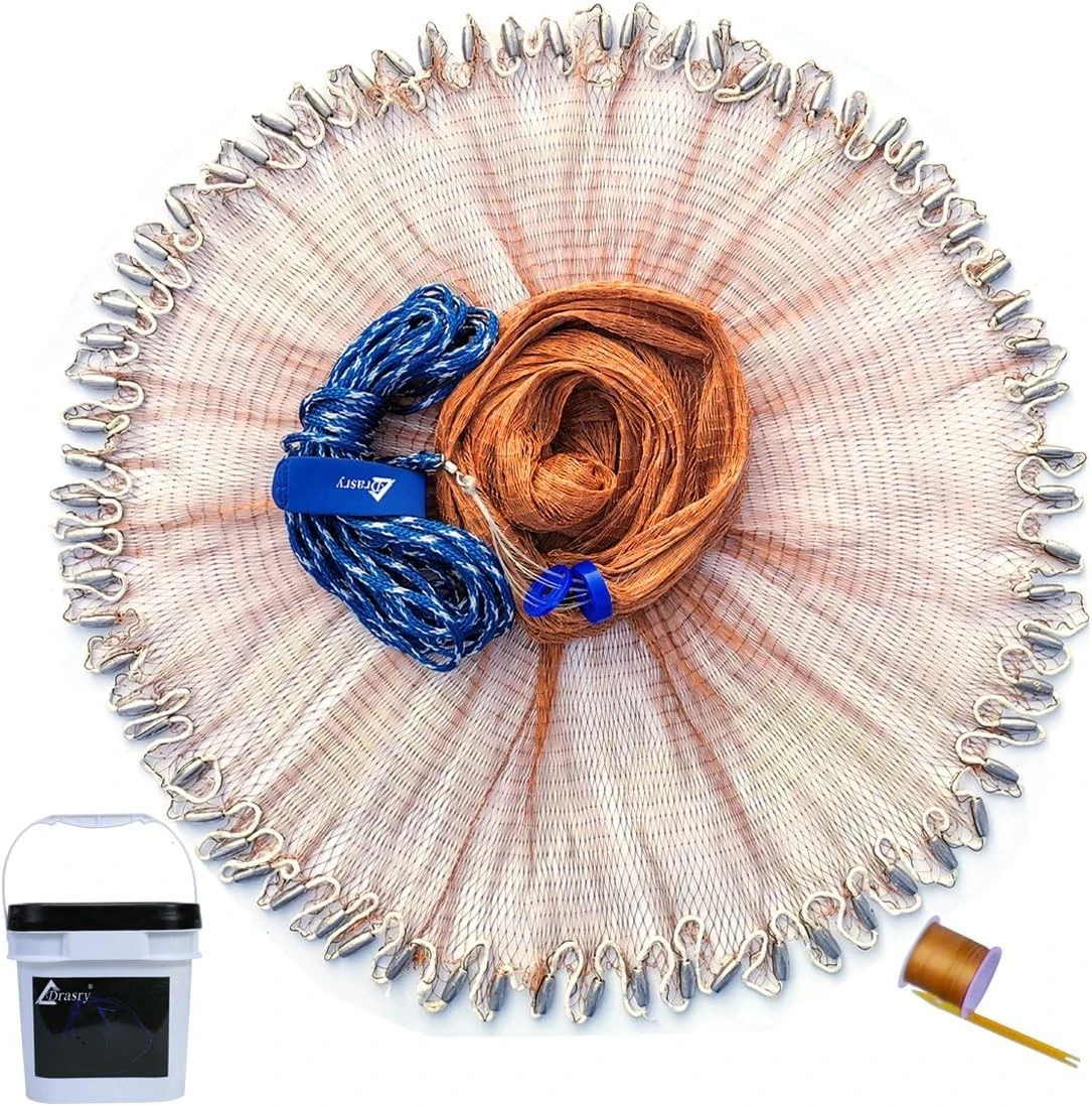 Drasry Fishing Cast Net by Angler Arsenal for Saltwater Bait Trap