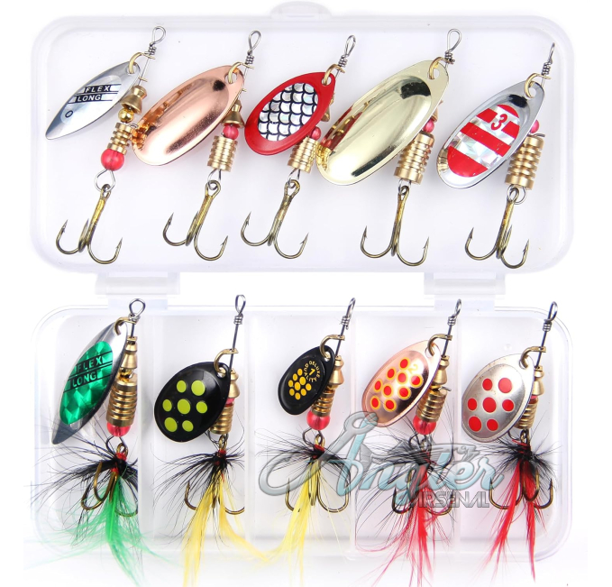 EXAURAFELIS 10PCS Bass and Salmon Spinnerbait Set by Angler Arsenal