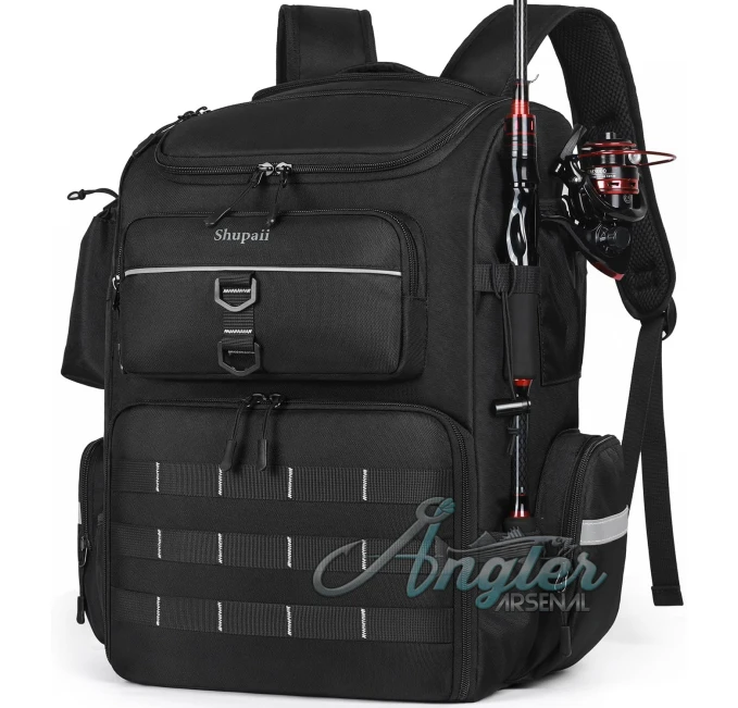 Shupaii Fishing Backpack with Rod Holders and Water Resistant Angler Arsenal