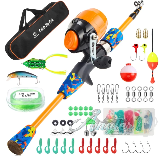 Telescopic Youth Fishing Rod and Reel Combo Kit Angler Arsenal